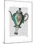 Flying Teapot 1 Green and Yellow-Fab Funky-Mounted Art Print