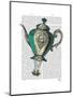 Flying Teapot 1 Green and Yellow-Fab Funky-Mounted Art Print