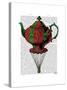 Flying Teapot 2 Red and Green-Fab Funky-Stretched Canvas