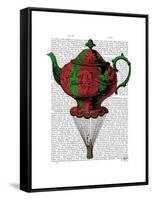 Flying Teapot 2 Red and Green-Fab Funky-Framed Stretched Canvas