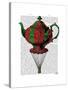 Flying Teapot 2 Red and Green-Fab Funky-Stretched Canvas