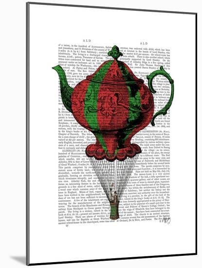 Flying Teapot 2 Red and Green-Fab Funky-Mounted Art Print