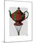 Flying Teapot 2 Red and Green-Fab Funky-Mounted Art Print