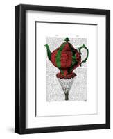 Flying Teapot 2 Red and Green-Fab Funky-Framed Art Print