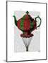Flying Teapot 2 Red and Green-Fab Funky-Mounted Art Print