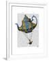 Flying Teapot 3 Blue and Yellow-Fab Funky-Framed Art Print