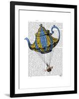 Flying Teapot 3 Blue and Yellow-Fab Funky-Framed Art Print