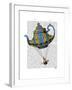 Flying Teapot 3 Blue and Yellow-Fab Funky-Framed Art Print