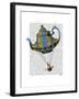 Flying Teapot 3 Blue and Yellow-Fab Funky-Framed Art Print