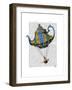 Flying Teapot 3 Blue and Yellow-Fab Funky-Framed Art Print