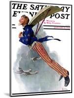 "Flying Uncle Sam" Saturday Evening Post Cover, January 21,1928-Norman Rockwell-Mounted Giclee Print