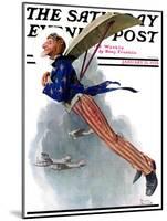 "Flying Uncle Sam" Saturday Evening Post Cover, January 21,1928-Norman Rockwell-Mounted Giclee Print