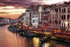 Venice Grand Canal Gondolas, Hotels and Restaurants at Sunset from the Rialto Bridge-Flynt-Photographic Print