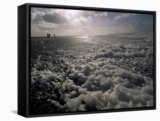 Foam off the Pacific Ocean on Coast Near Westport, Washington State, North America-Aaron McCoy-Framed Stretched Canvas