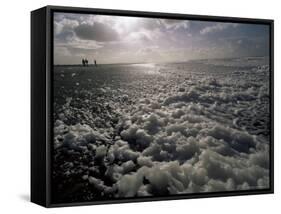 Foam off the Pacific Ocean on Coast Near Westport, Washington State, North America-Aaron McCoy-Framed Stretched Canvas