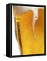 Foam Pouring over Edge of Glass of Light Beer-Brenda Spaude-Framed Stretched Canvas