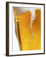 Foam Pouring over Edge of Glass of Light Beer-Brenda Spaude-Framed Photographic Print