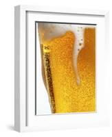 Foam Pouring over Edge of Glass of Light Beer-Brenda Spaude-Framed Photographic Print