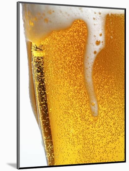 Foam Pouring over Edge of Glass of Light Beer-Brenda Spaude-Mounted Photographic Print