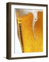 Foam Pouring over Edge of Glass of Light Beer-Brenda Spaude-Framed Photographic Print