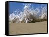 Foam Splashing on the Beach-null-Framed Stretched Canvas