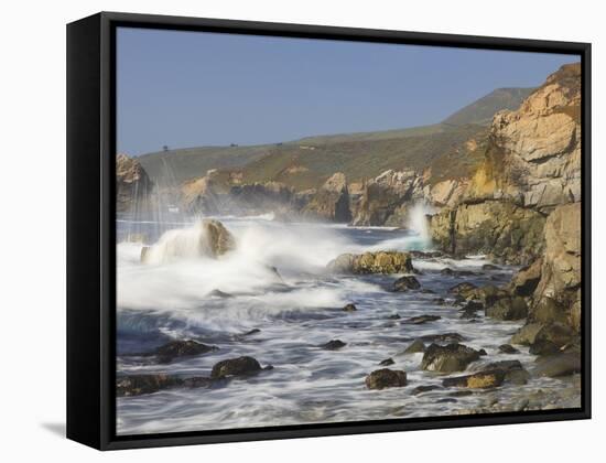 Foam Thrown in Air When Hitting Rocks, Garrapata State Park, Entrance No.7, California, USA-Tom Norring-Framed Stretched Canvas