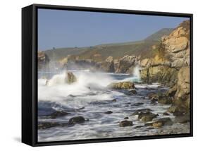 Foam Thrown in Air When Hitting Rocks, Garrapata State Park, Entrance No.7, California, USA-Tom Norring-Framed Stretched Canvas