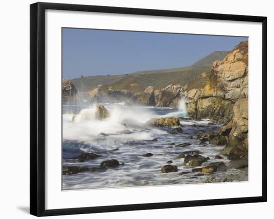 Foam Thrown in Air When Hitting Rocks, Garrapata State Park, Entrance No.7, California, USA-Tom Norring-Framed Photographic Print