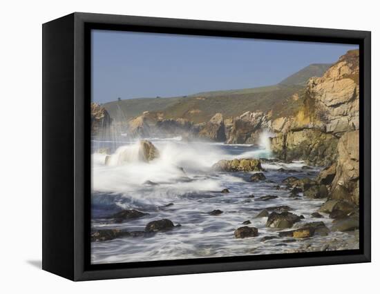 Foam Thrown in Air When Hitting Rocks, Garrapata State Park, Entrance No.7, California, USA-Tom Norring-Framed Stretched Canvas