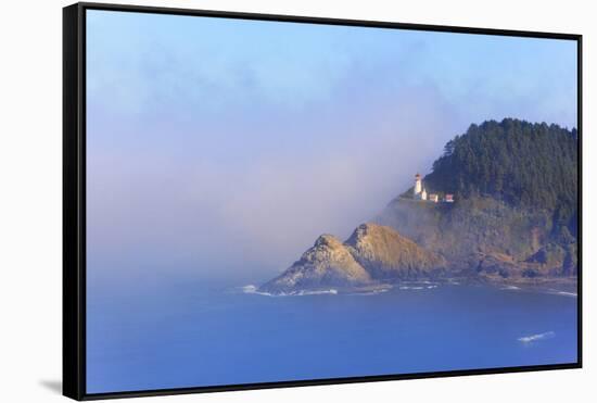 Fog Adds Beauty to Heceta Head Lighthouse, Oregon Coast, Pacific Ocean-Craig Tuttle-Framed Stretched Canvas