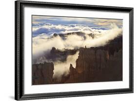 Fog and Clouds of a Partial Temperature Inversion Surround the Red Rocks of Bryce Canyon-Eleanor-Framed Photographic Print