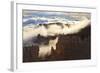 Fog and Clouds of a Partial Temperature Inversion Surround the Red Rocks of Bryce Canyon-Eleanor-Framed Photographic Print