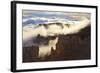 Fog and Clouds of a Partial Temperature Inversion Surround the Red Rocks of Bryce Canyon-Eleanor-Framed Photographic Print