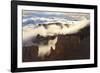 Fog and Clouds of a Partial Temperature Inversion Surround the Red Rocks of Bryce Canyon-Eleanor-Framed Photographic Print