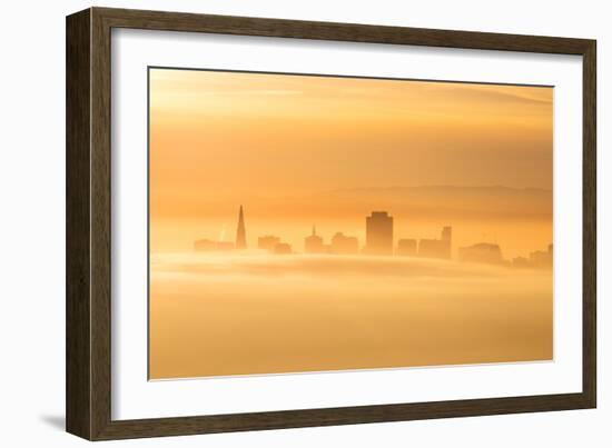 Fog and Mist Storm, Fog and Golden Light, Downtown San Francisco, Cityscape, Urban View-Vincent James-Framed Photographic Print