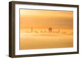 Fog and Mist Storm, Fog and Golden Light, Downtown San Francisco, Cityscape, Urban View-Vincent James-Framed Photographic Print