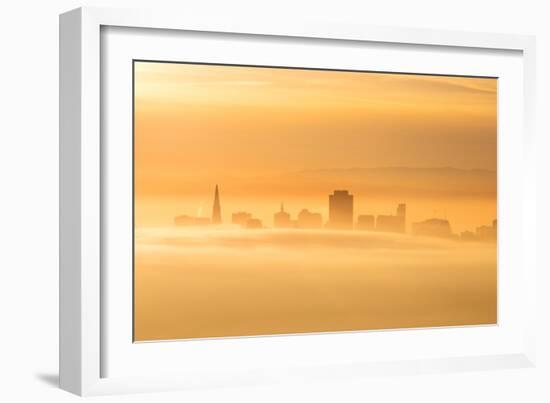 Fog and Mist Storm, Fog and Golden Light, Downtown San Francisco, Cityscape, Urban View-Vincent James-Framed Photographic Print