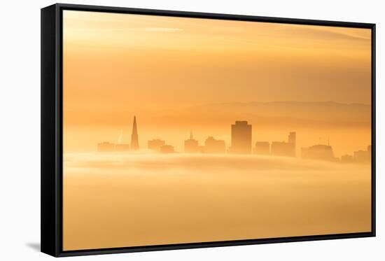 Fog and Mist Storm, Fog and Golden Light, Downtown San Francisco, Cityscape, Urban View-Vincent James-Framed Stretched Canvas
