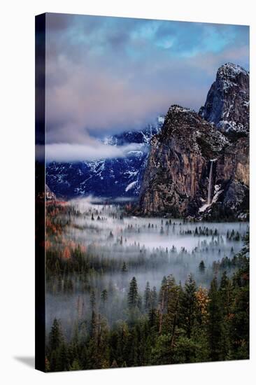 Fog and Mood Within Yosemite Valley, Bridallveil Falls-Vincent James-Stretched Canvas