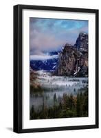 Fog and Mood Within Yosemite Valley, Bridallveil Falls-Vincent James-Framed Premium Photographic Print
