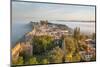 Fog at sunrise over Obidos old town and rampart defensive walls, Obidos, Centro Region, Estremadura-Stuart Black-Mounted Photographic Print