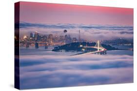 Fog City Dream, San Francisco Night Cityscape and Sunset Fog-Vincent James-Stretched Canvas