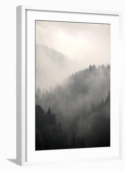 Fog Covering The Mountain Forests-Gudella-Framed Art Print