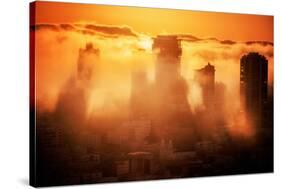 Fog Fire, Epic Light and Fog at San Francisco California-Vincent James-Stretched Canvas