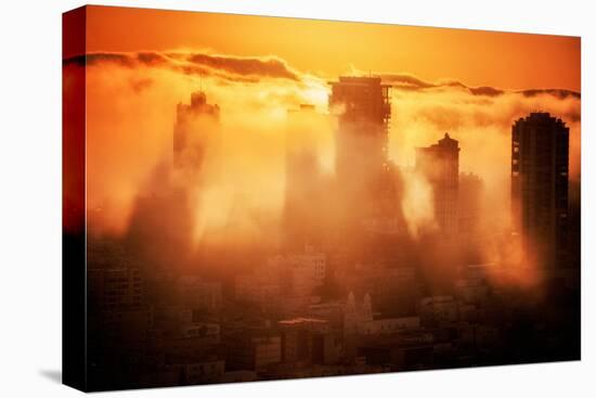 Fog Fire, Epic Light and Fog at San Francisco California-Vincent James-Stretched Canvas