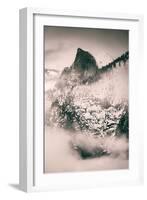 Fog Framed Half Dome and Yosemite Valley, National Parks, California-Vincent James-Framed Photographic Print