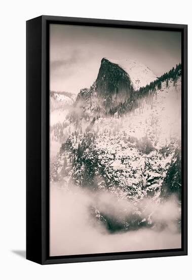 Fog Framed Half Dome and Yosemite Valley, National Parks, California-Vincent James-Framed Stretched Canvas