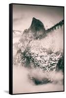 Fog Framed Half Dome and Yosemite Valley, National Parks, California-Vincent James-Framed Stretched Canvas