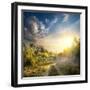 Fog in Autumn Wood at the Sunrise-Givaga-Framed Photographic Print