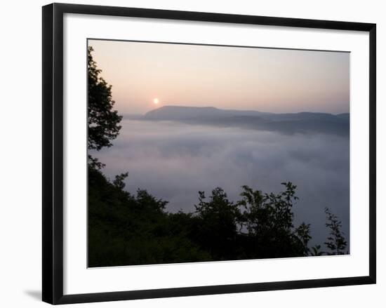 Fog on the Connecticut River, Sugarloaf Mountain State Reservation, Deerfield, Massachusetts, USA-Jerry & Marcy Monkman-Framed Photographic Print